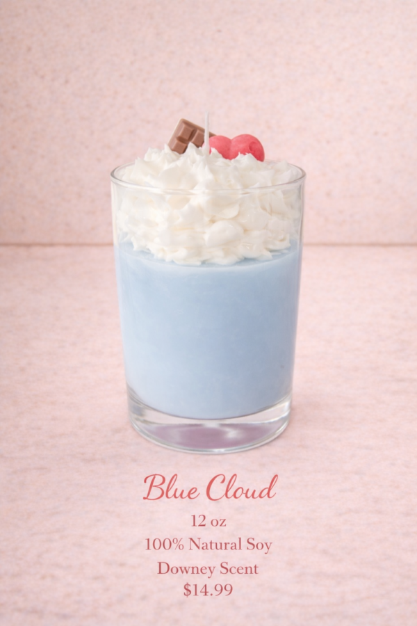 Blue Cloud theme candle