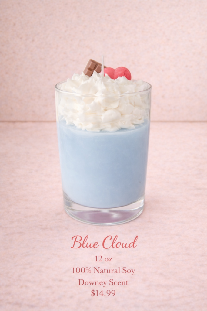 Blue Cloud theme candle
