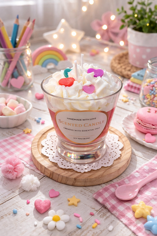 A picture of a soy candle on a desk