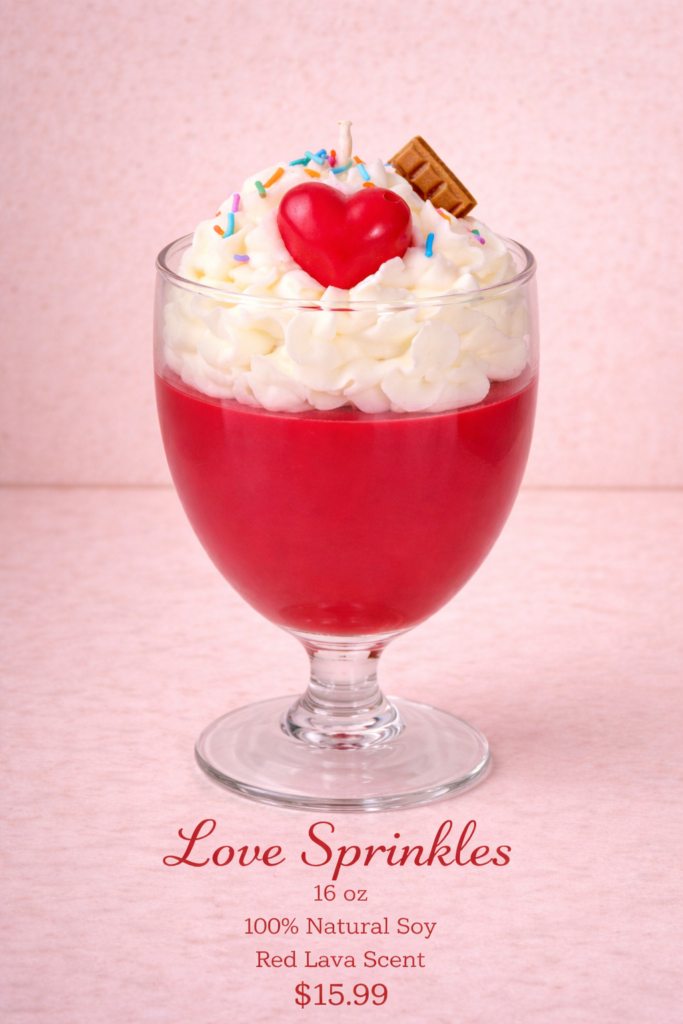 Love sprinkles theme soy candle
