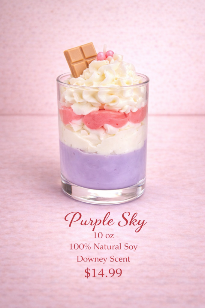 purple sky theme soy candle