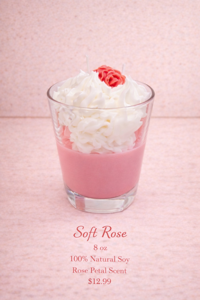soft rose theme soy candle