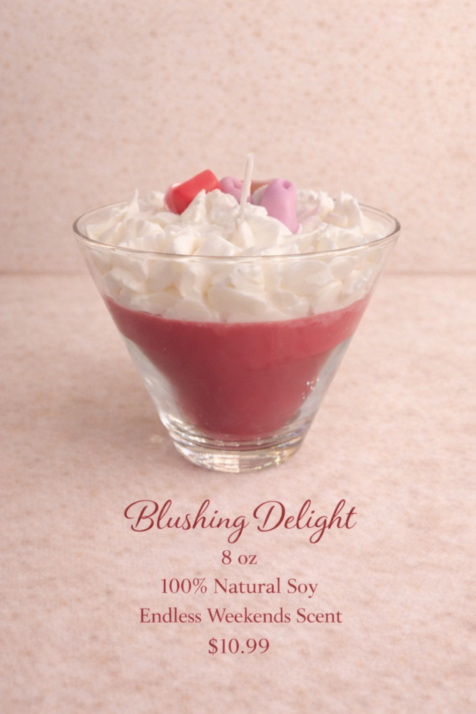 blushing delights 8oz theme candle