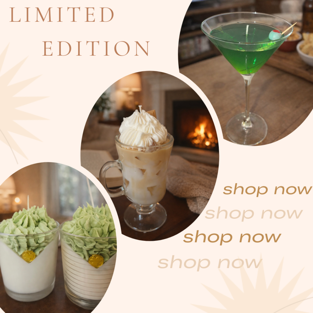 limited edition product sale banner with 3 images of soy candles