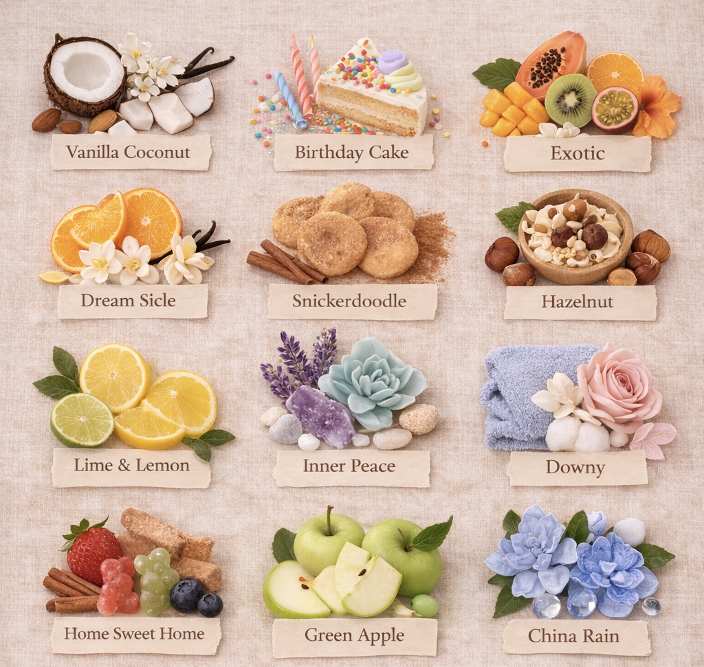 A section image with different scents that is offerd